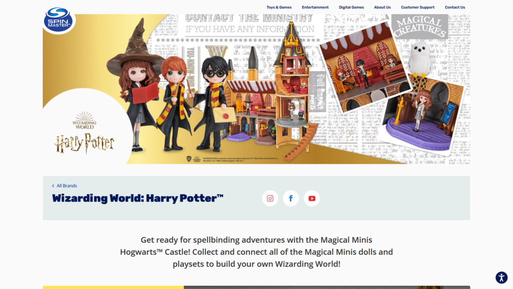 Screenshot featuring a Wizarding World: Harry Potter masthead image